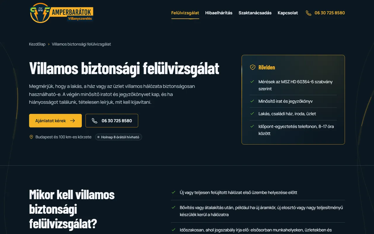 Villamos biztonsági felülvizsgálat
