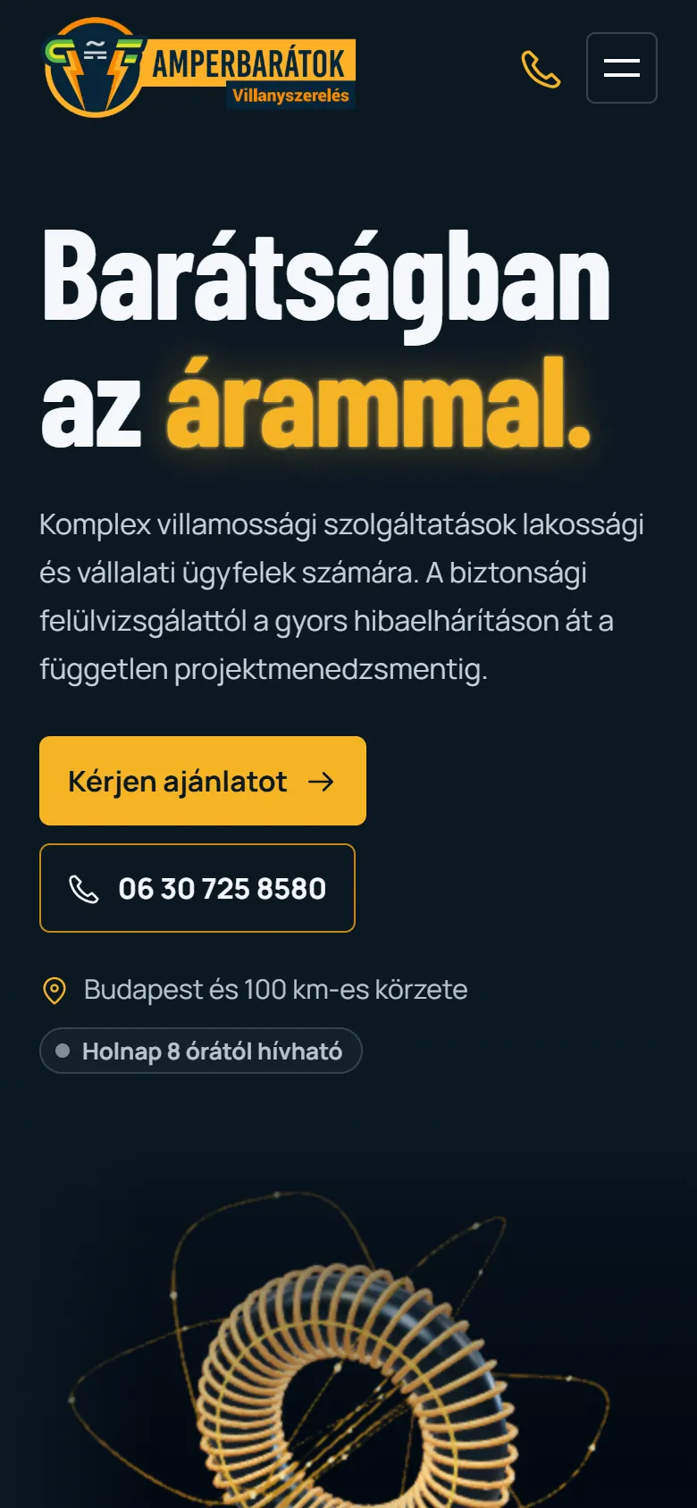 A főoldal mobilon