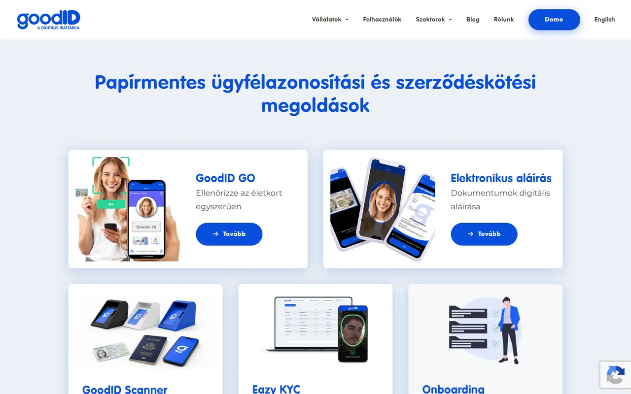 A GoodID nyitóoldala