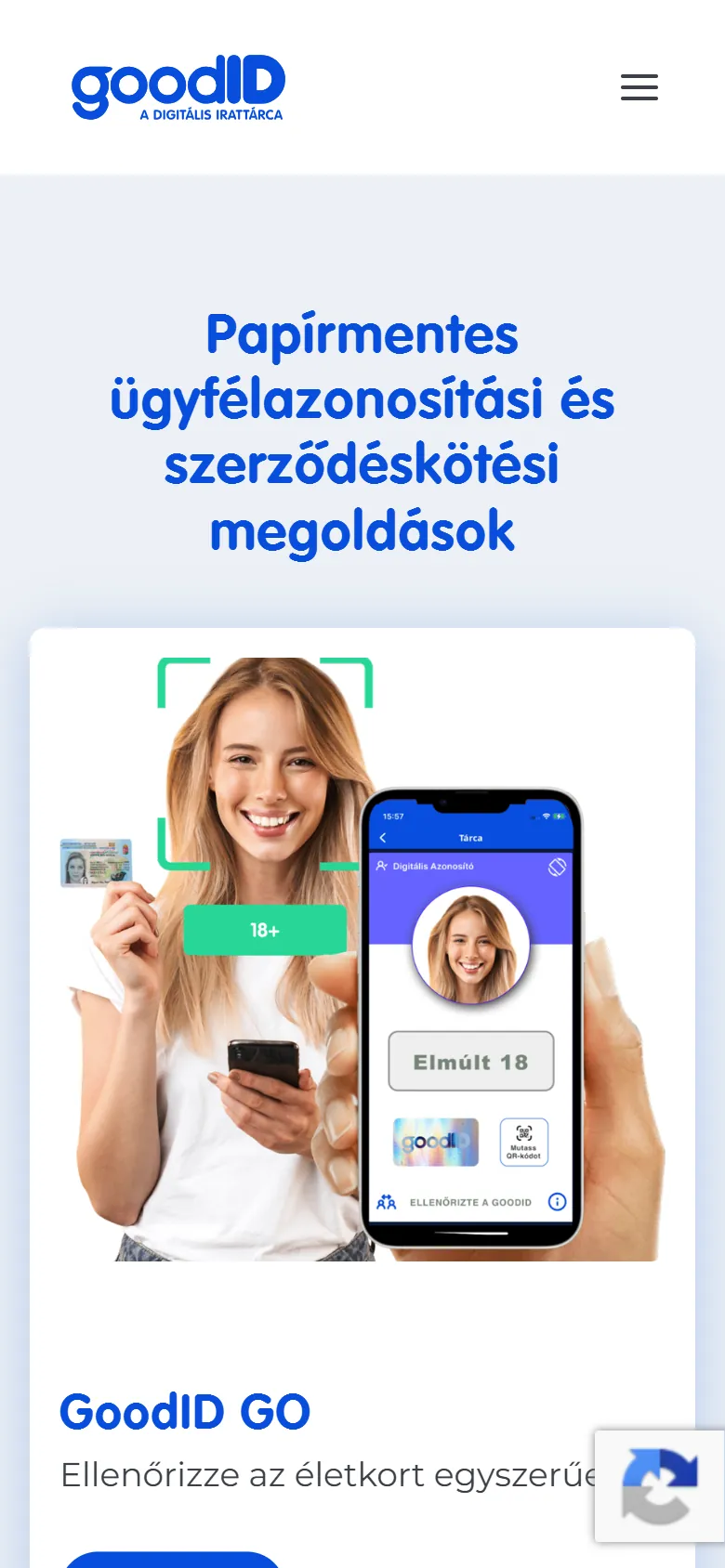 A nyitóoldal mobilon
