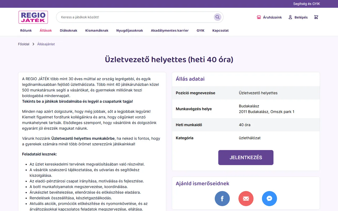 Állásajánlat részletei