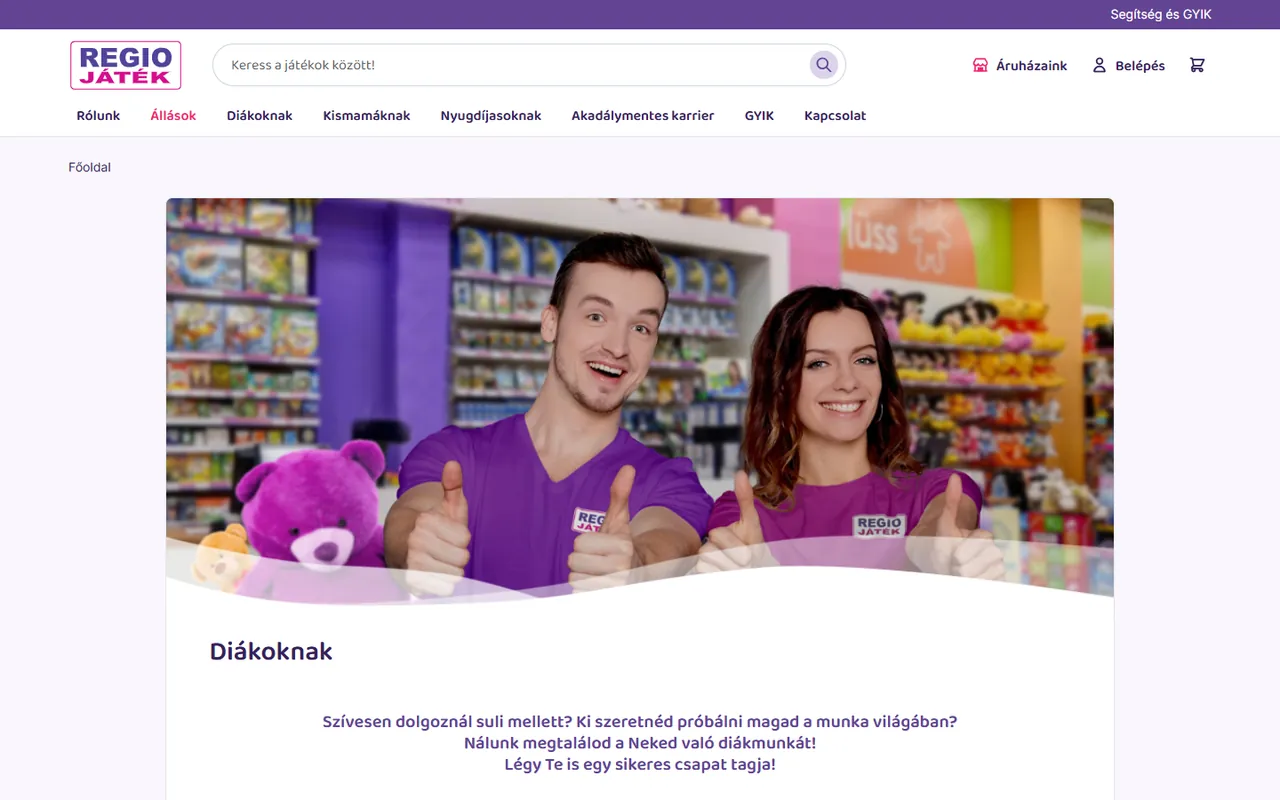 Diákmunka célcsoport-oldal