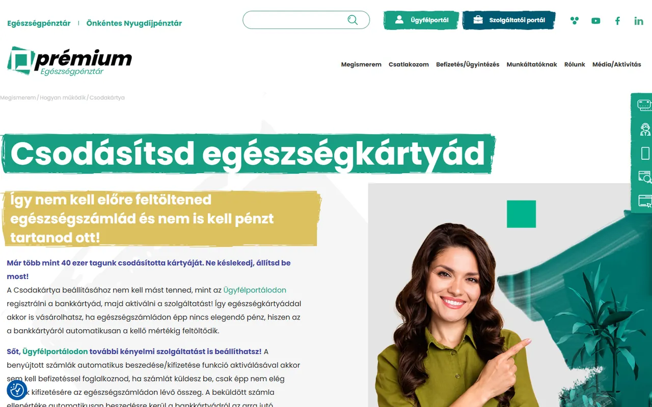 Csodakártya oldal